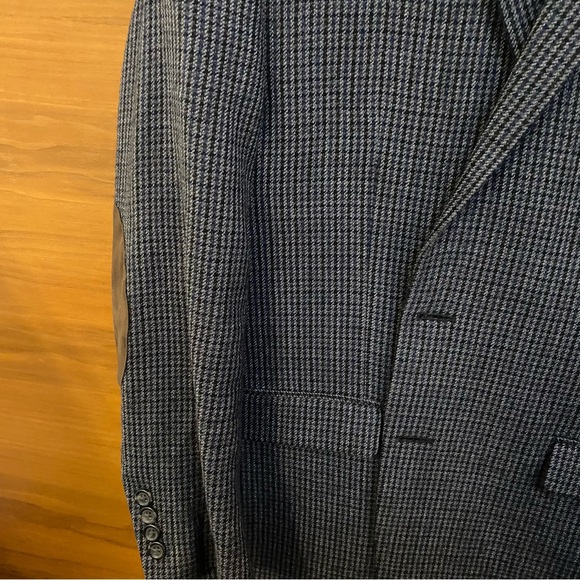 HOUNDSTOOTH BLAZER - GRAY BLACK BLUE WITH ELBOW PATCHES - Picture 5 of 12